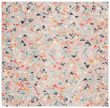Safavieh Micro-Loop 5'-0" x 5'-0" Rug in Grey / Pink