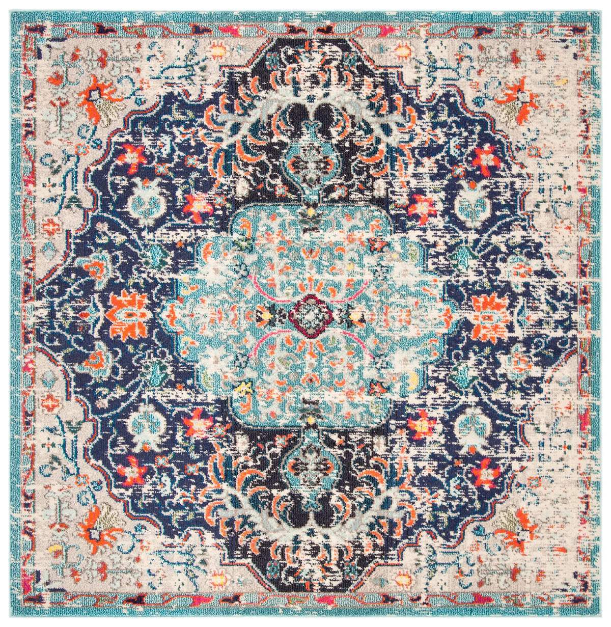 Safavieh Madison 6'-7" x 6'-7" Rug in Black / Teal