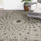 Safavieh Courtyard 4'-0" x 5'-7" Rug in Anthracite / Beige