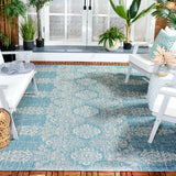 Safavieh Courtyard 6'-7" x 9'-6" Rug in Aqua / Grey