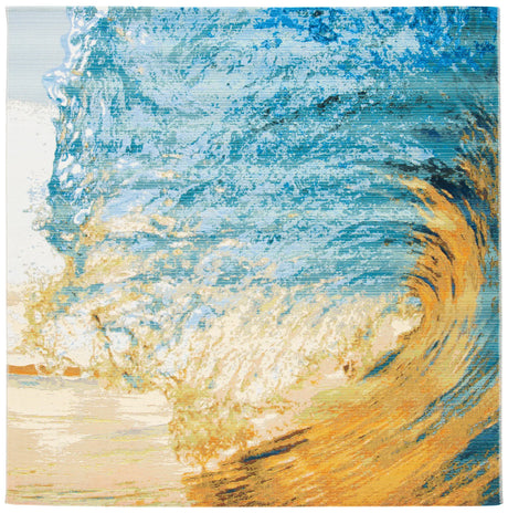 Safavieh Barbados 500 6'-6" x 6'-6" Rug in Blue / Gold