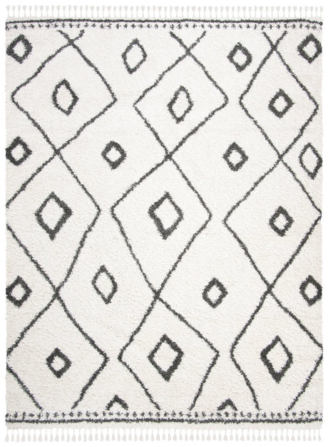 Safavieh Moroccan Fringe Shag 8'-0" x 10'-0" Rug in Ivory / Grey