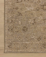 Loloi Willa WIA-02 Taupe / Natural Power Loomed Rug - corner on wood