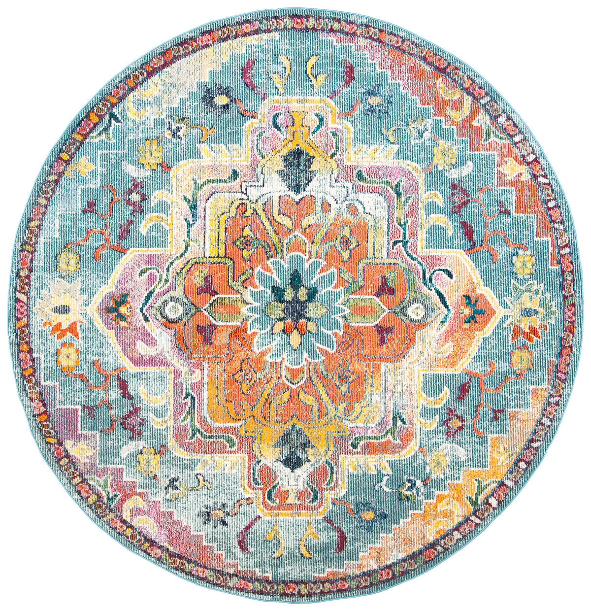 Safavieh Crystal 10'-0" x 10'-0" Rug in Teal / Orange