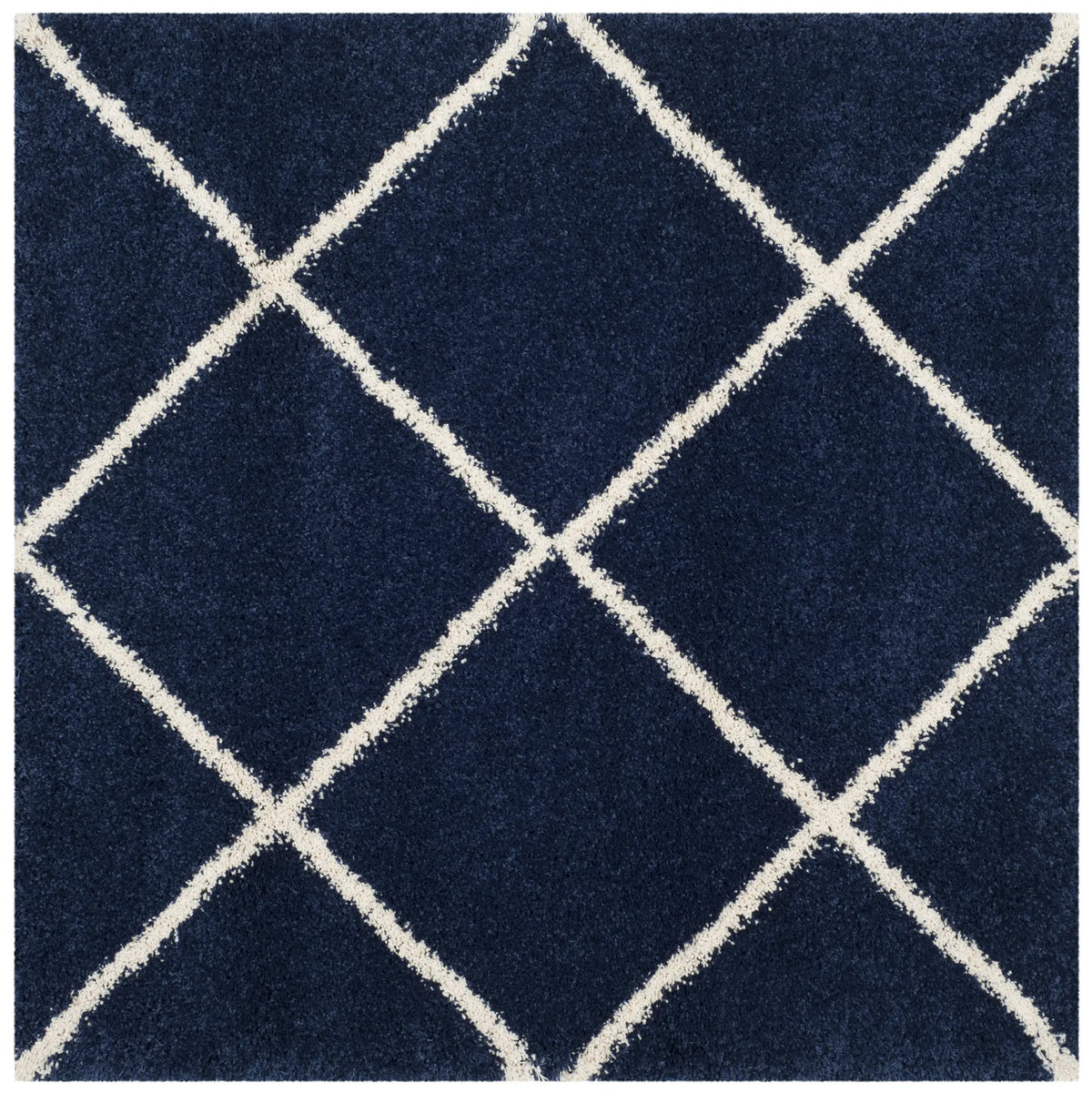 Safavieh Hudson Shag 5'-3" x 5'-3" Rug in Navy / Ivory
