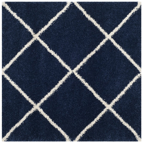 Safavieh Hudson Shag 5'-3" x 5'-3" Rug in Navy / Ivory
