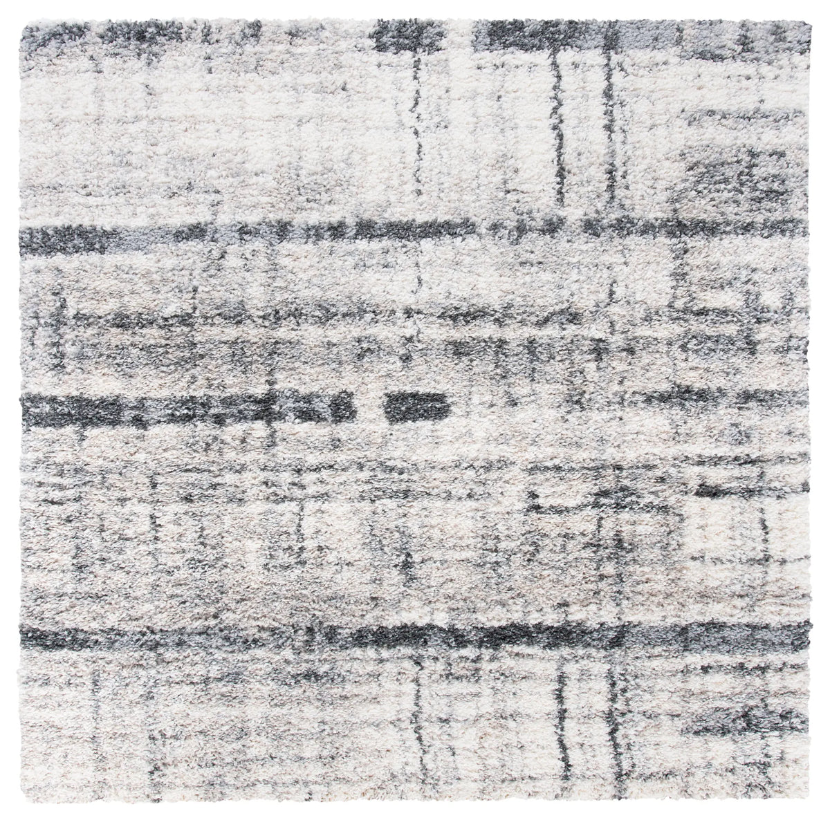 Safavieh Fontana Shag  800 6'-7" x 6'-7" Rug in Ivory / Grey