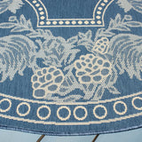 Safavieh Courtyard 5'-3" x 5'-3" Rug in Blue / Natural