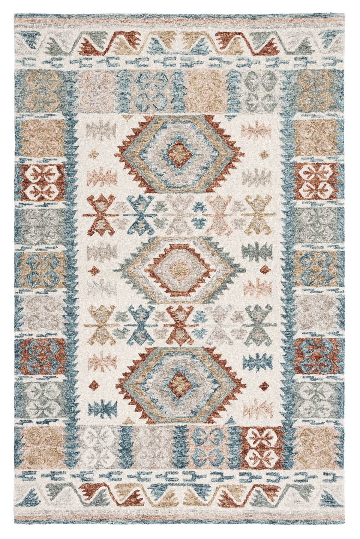 Safavieh Micro-Loop 4'-0" x 6'-0" Rug in Ivory / Blue