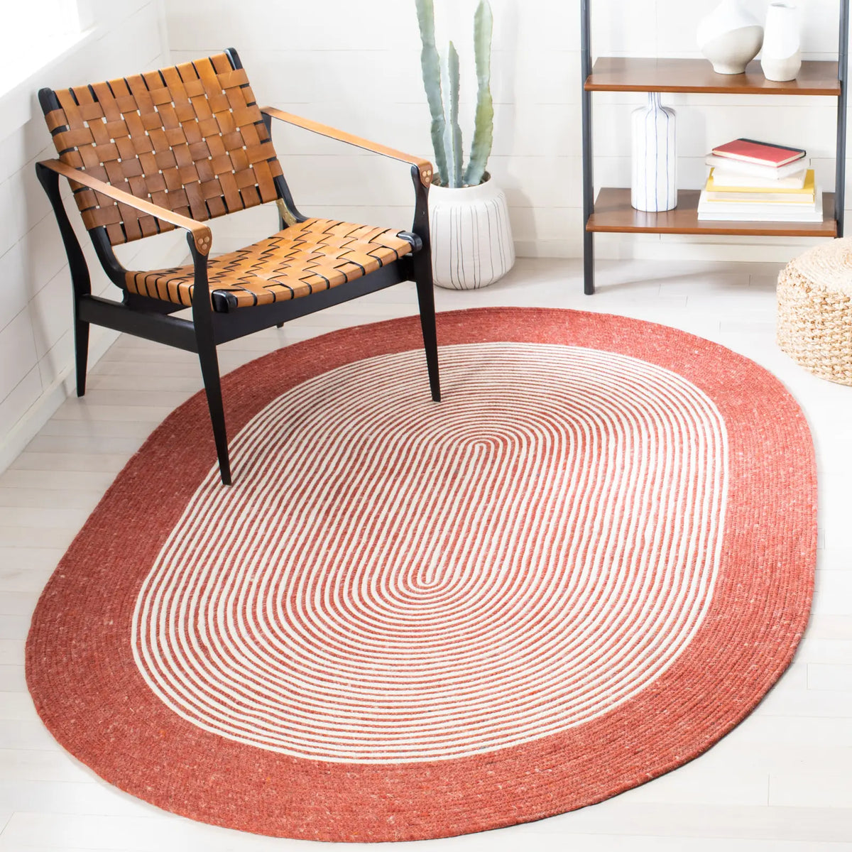Safavieh Braided 5'-0" x 7'-0" Rug in Red / Ivory