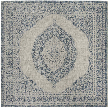 Safavieh Courtyard 6'-7" x 6'-7" Rug in Light Grey / Blue