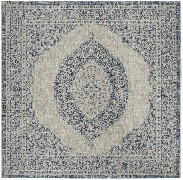 Safavieh Courtyard 6'-7" x 6'-7" Rug in Light Grey / Blue