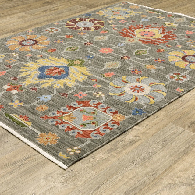 Oriental Weavers Lucca 8111K Grey/ Multi Rug - angle detail