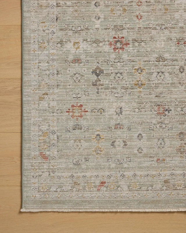 Chris Loves Julia x Loloi Ida IDA-04 Spa / Multi Rug - corner on wood