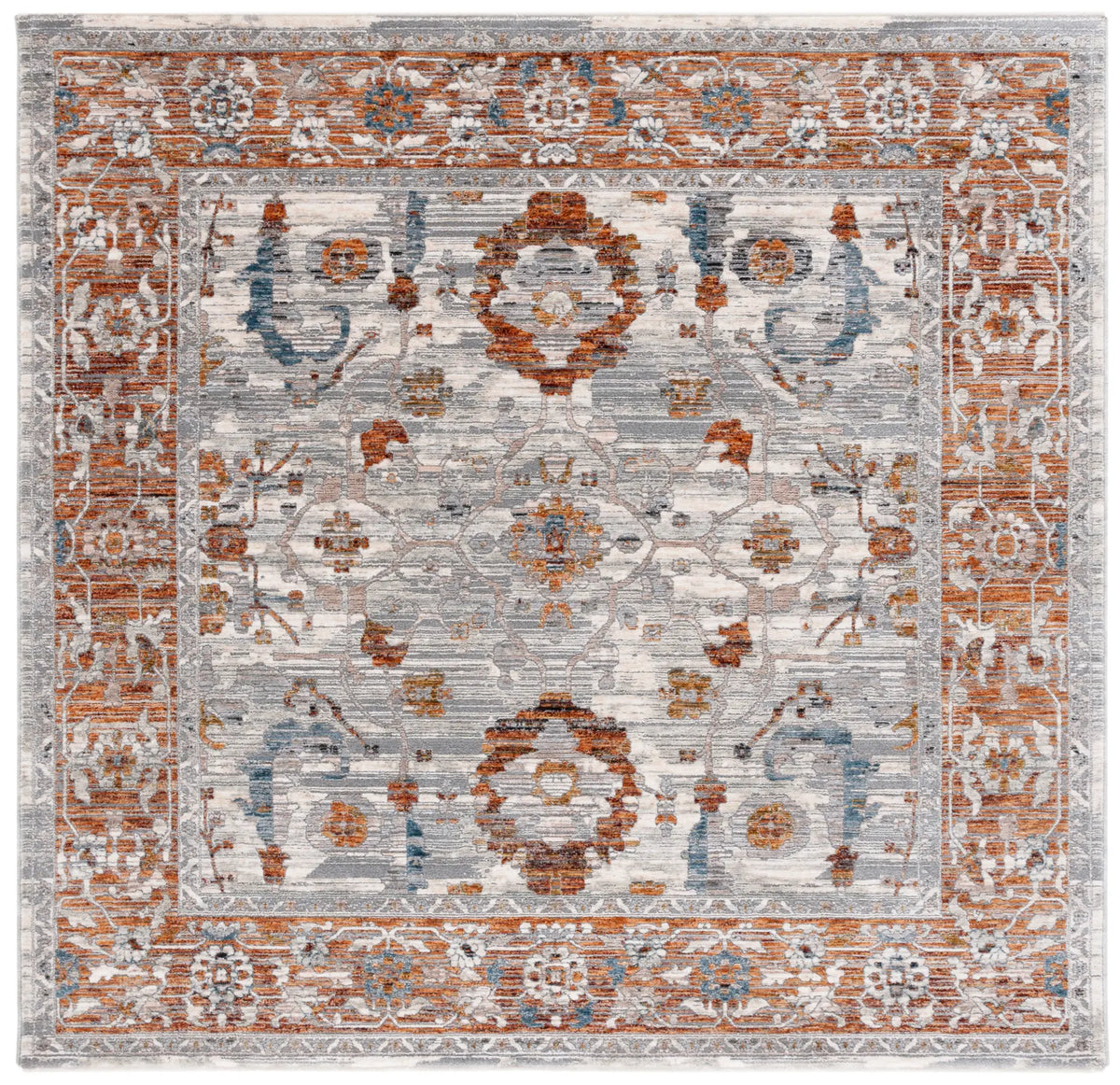 Safavieh Heirloom 700 6'-3" x 6'-3" Rug in Ivory Grey / Rust