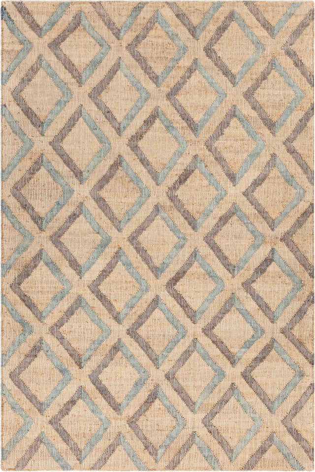 Chandra Ethel ETH-52800 Blue / Gray / Natural rug, flat view
