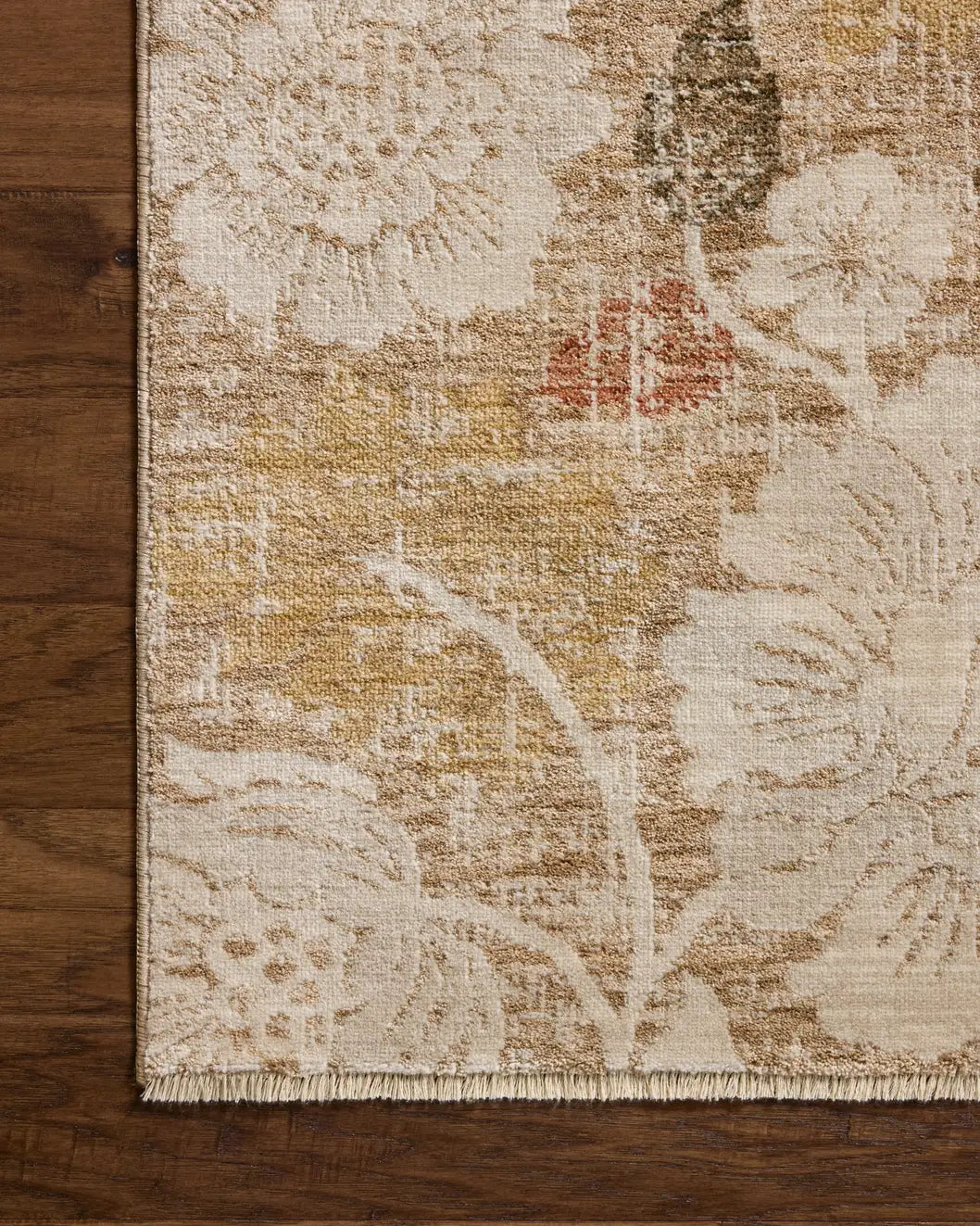 Loloi Eileen ELE-03 Transitional Power Loomed Natural, Multi Rug - corner on wood