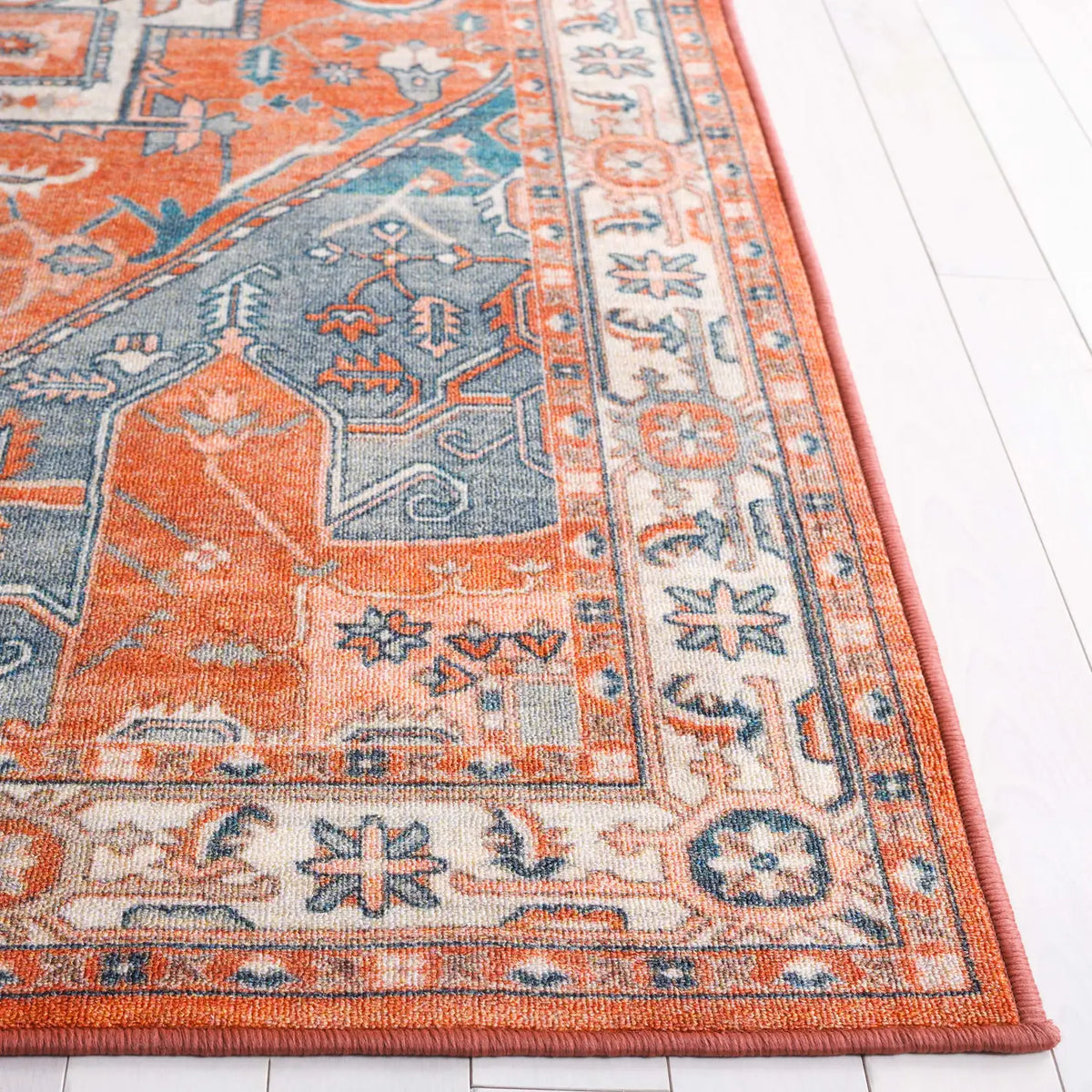Safavieh Journey 4'-4" x 6'-4" Rug in Rust / Blue Ivory