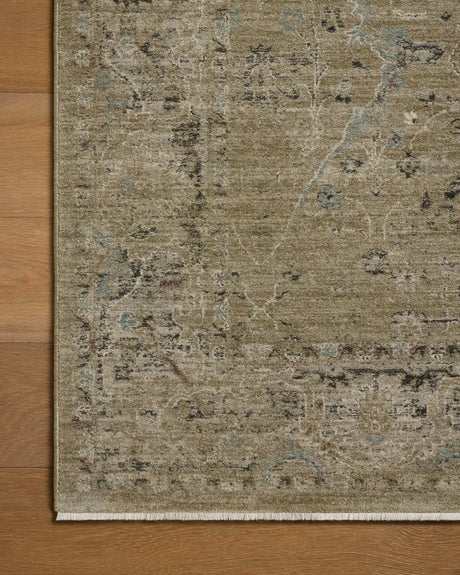 Loloi Briar BRR-02 Olive / Stone Rug - corner on wood