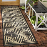 Safavieh Courtyard 2'-3" x 8'-0" Rug in Black / Bone