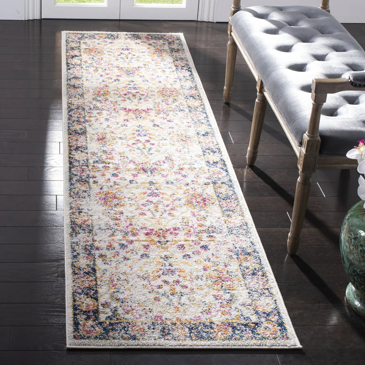 Safavieh Madison 2'-3" x 10'-0" Rug in Cream / Navy