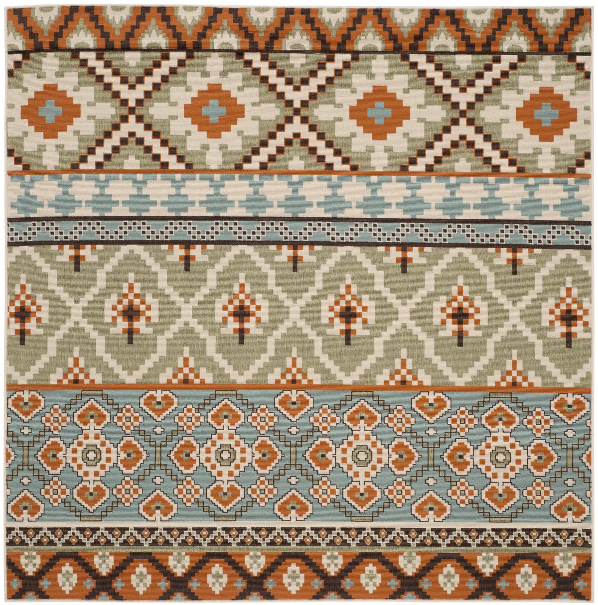 Safavieh Veranda 6'-7" x 6'-7" Rug in Green / Terracotta