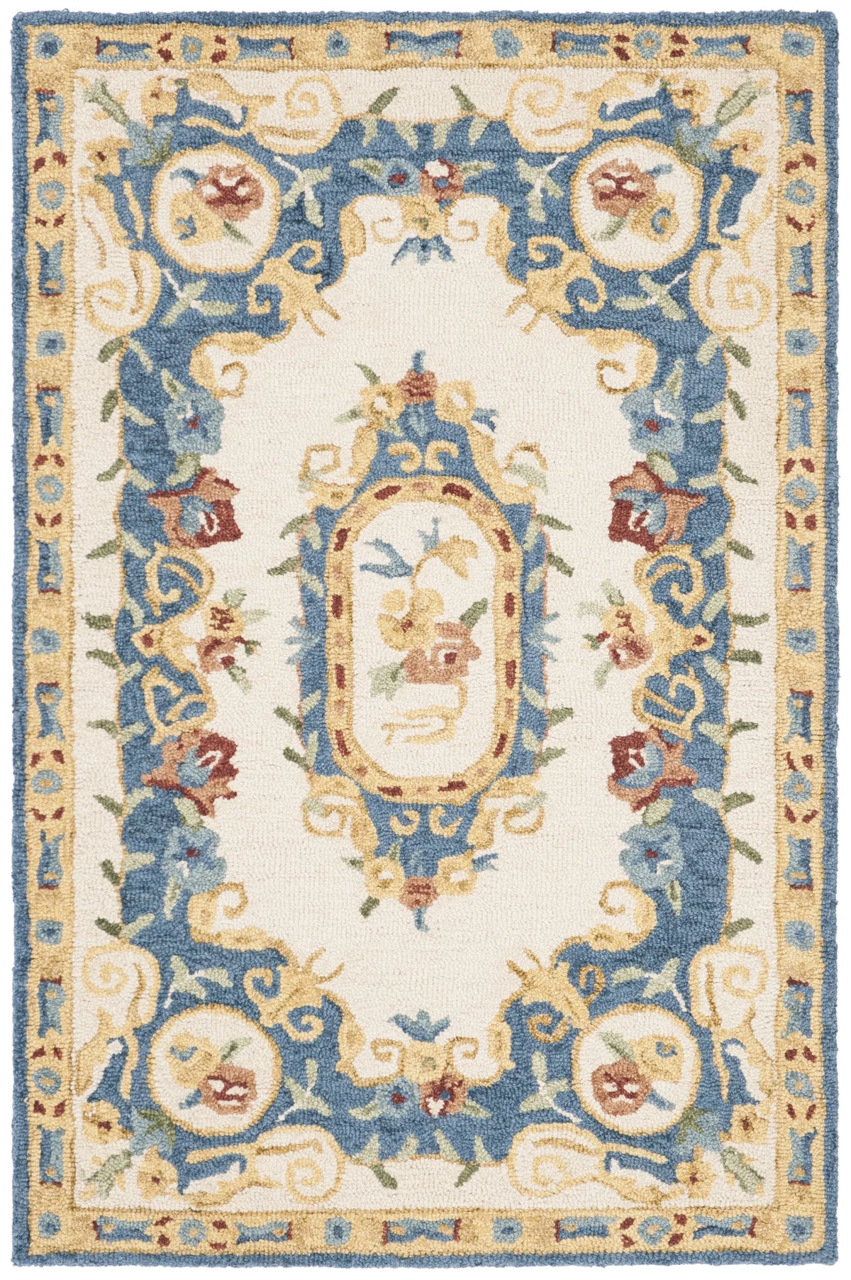 Safavieh Micro-Loop 2'-6" x 4'-0" Rug in Cream / Blue