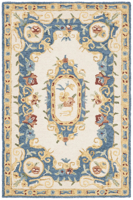 Safavieh Micro-Loop 2'-6" x 4'-0" Rug in Cream / Blue