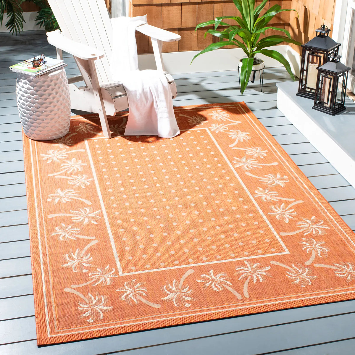 Safavieh Courtyard 4'-0" x 5'-7" Rug in Rust / Sand