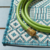 Safavieh Courtyard 4'-0" x 5'-7" Rug in Ivory / Aqua