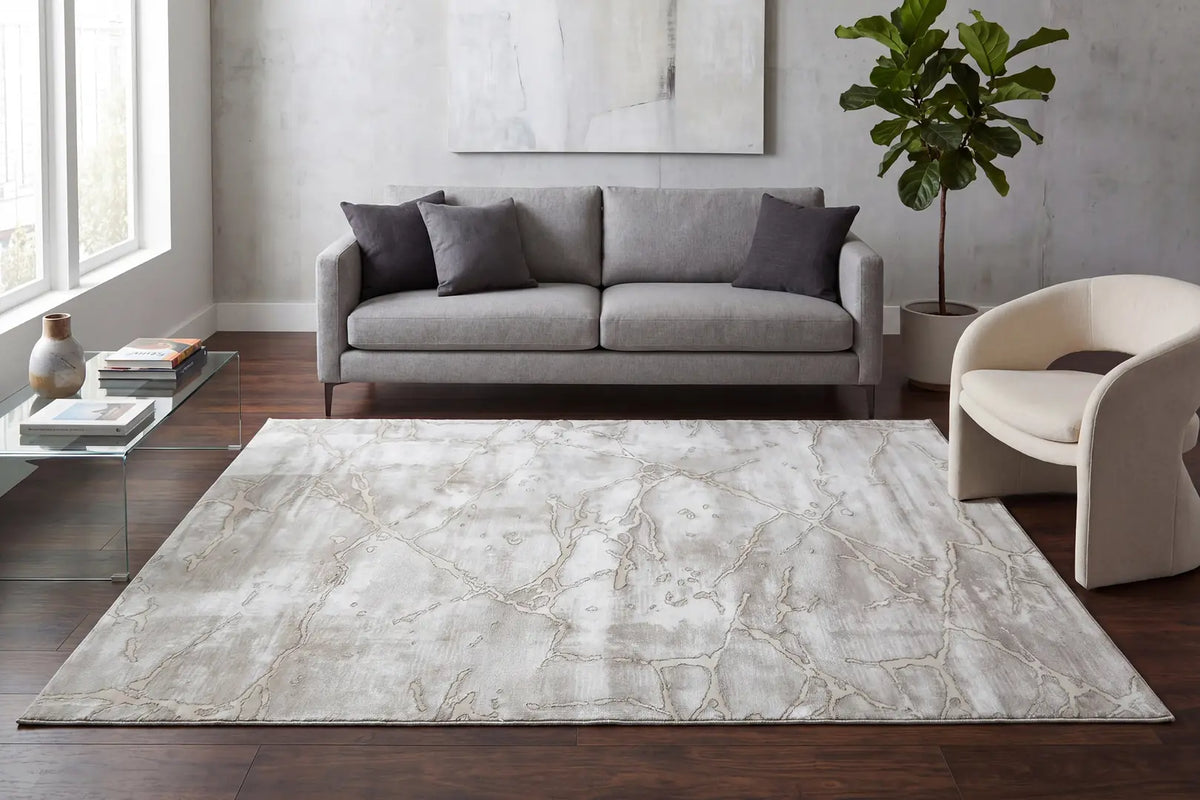 Dynamic Rugs Lazer 12676 Power Loomed Modern Cream/Beige Rug - Room
