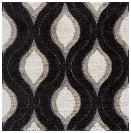 Safavieh Florida Shag 6'-7" x 6'-7" Rug in Dark Brown / Ivory