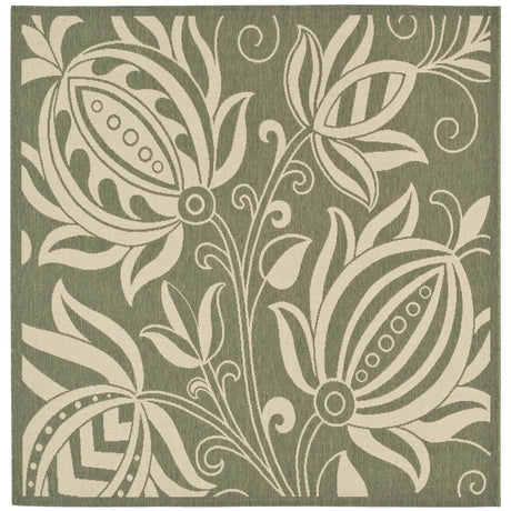 Safavieh Courtyard 6'-7" x 6'-7" Rug in Olive / Natural