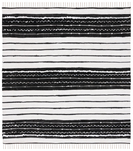 Safavieh Striped Kilim 6'-0" x 6'-0" Rug in Black / Ivory