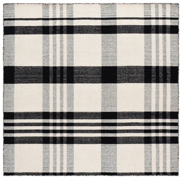 Safavieh Striped Kilim 6'-0" x 6'-0" Rug in Black / Ivory