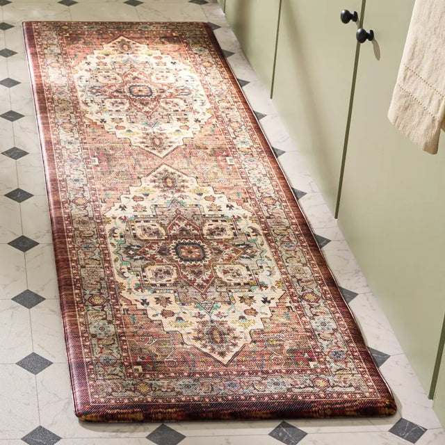Safavieh Kitchen Mat 100 1'-6" x 5'-0" Rug in Ivory / Rust