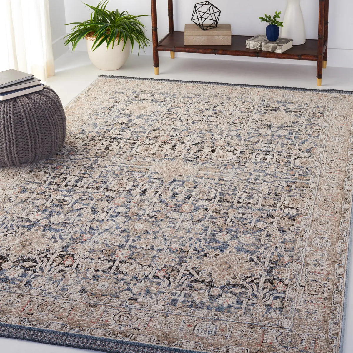 Safavieh Vivaldi 5'-3" x 7'-6" Rug in Blue / Ivory