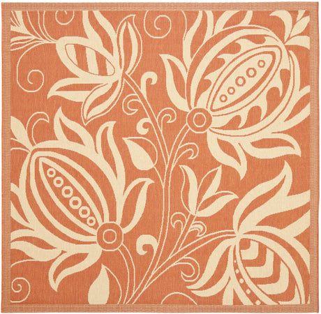 Safavieh Courtyard 6'-7" x 6'-7" Rug in Terracotta / Natural