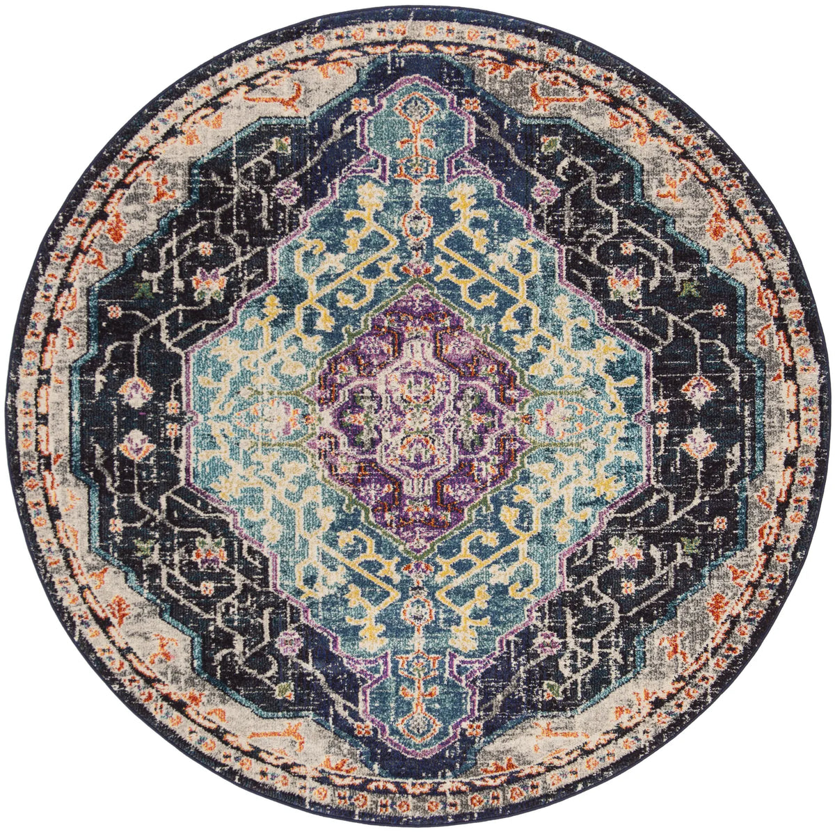 Safavieh Monaco 6'-7" x 6'-7" Rug in Black / Blue