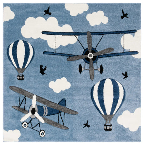 Safavieh Carousel Kids 100 5'-3" x 5'-3" Rug in Blue / Ivory
