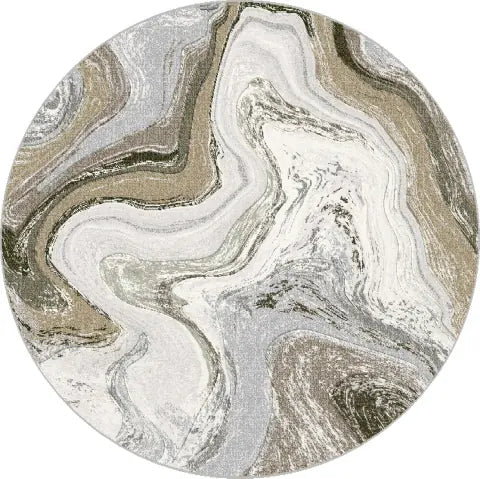 Dynamic Rugs Eclipse 63436 Power Loomed Modern Cream/Mocha Rug - Round