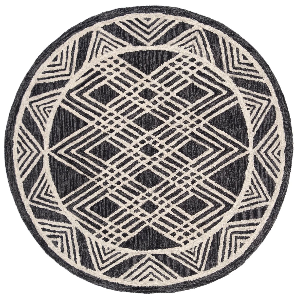 Safavieh Micro-Loop 5'-0" x 5'-0" Rug in Charcoal / Ivory