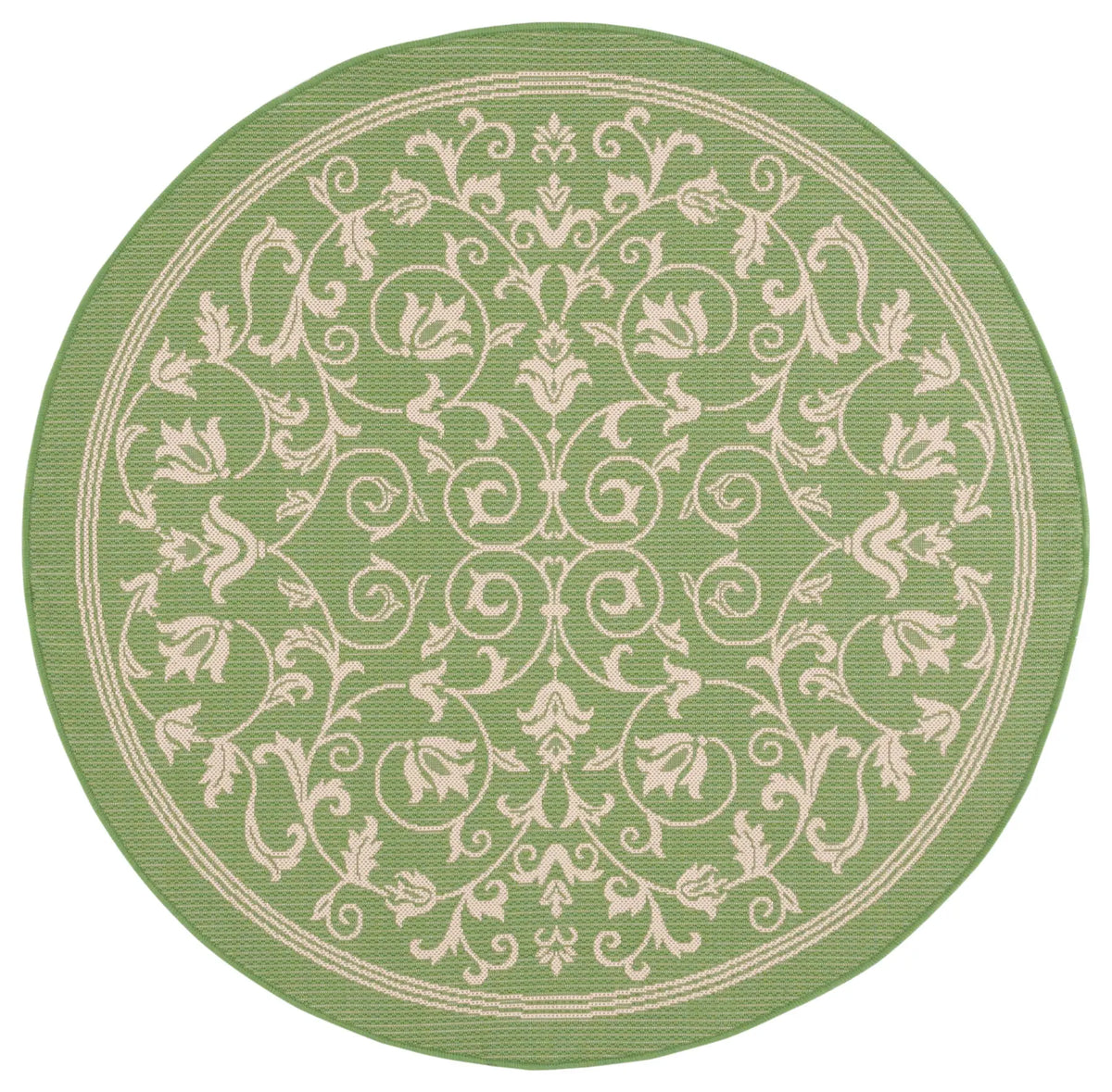 Safavieh Courtyard 5'-3" x 5'-3" Rug in Olive / Natural