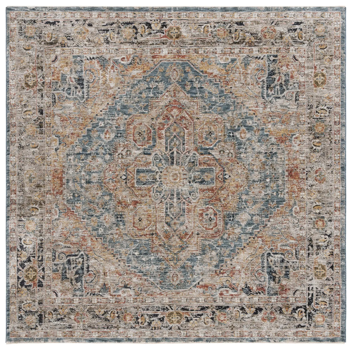 Safavieh Silverado 6'-4" x 6'-4" Rug in Blue / Rust