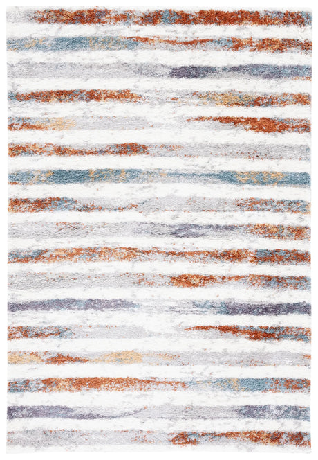 Safavieh Berber Shag 4'-5" x 6'-5" Rug in Blue Rust / Ivory