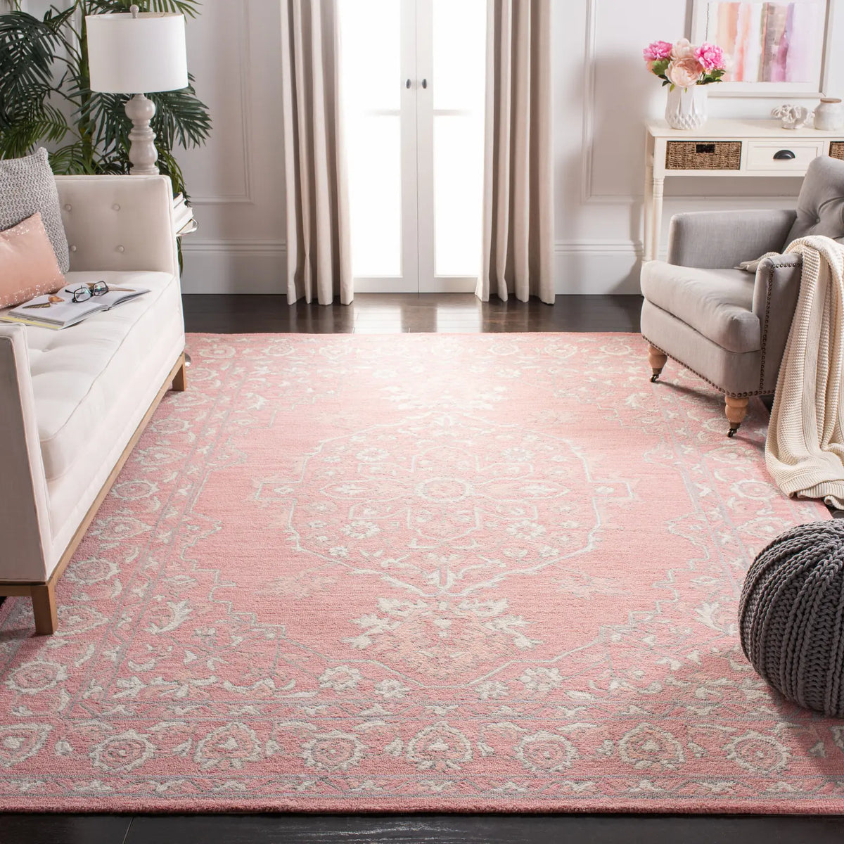 Safavieh Micro-Loop 10'-0" x 14'-0" Rug in Pink / Ivory