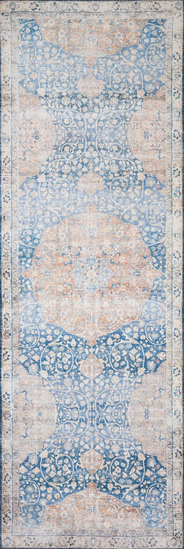 Loloi Layla Lay-07 Blue / Tangerine Rugs - runner flat