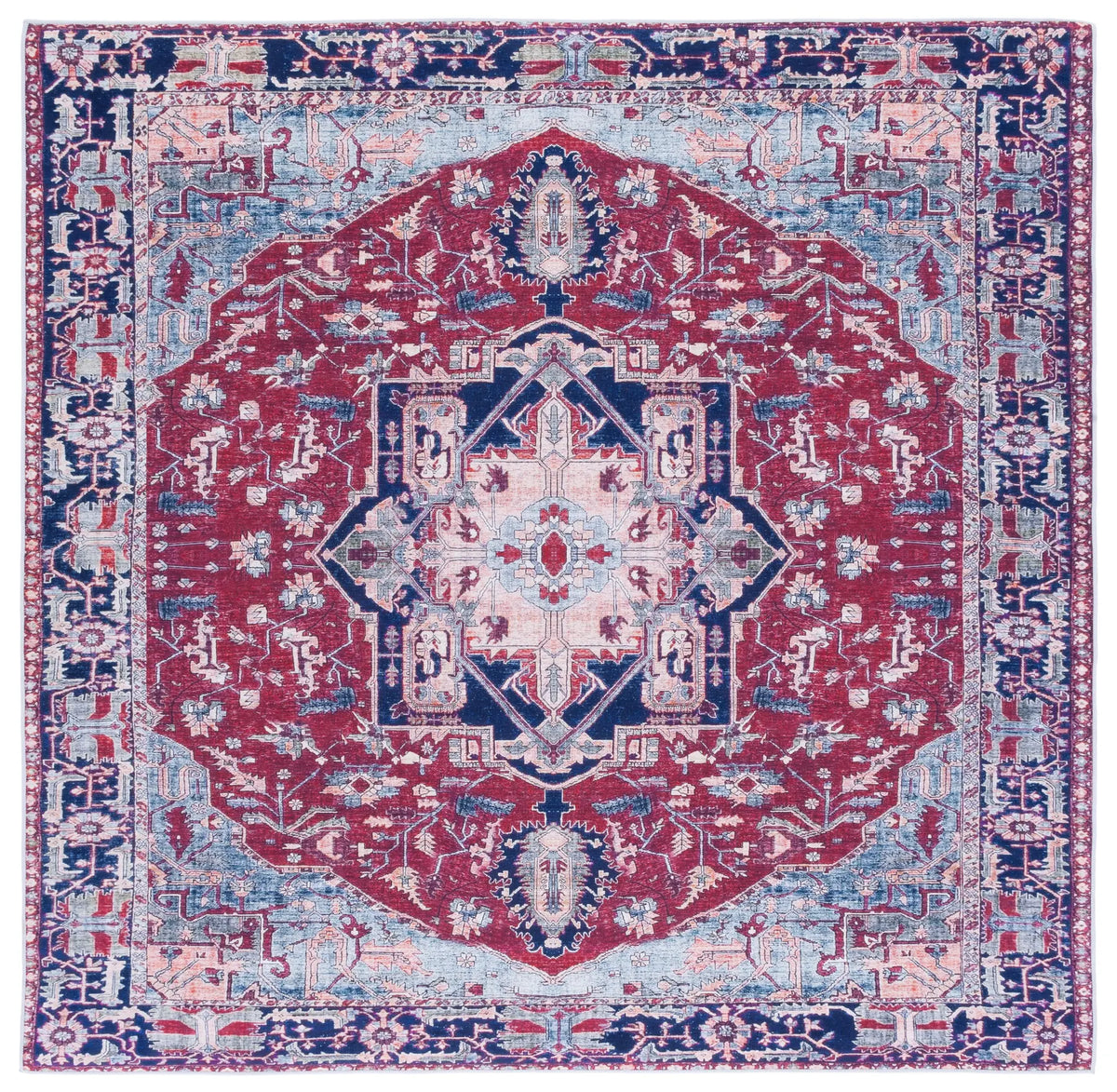 Safavieh Tucson 5'-0" x 5'-0" Rug in Red / Navy
