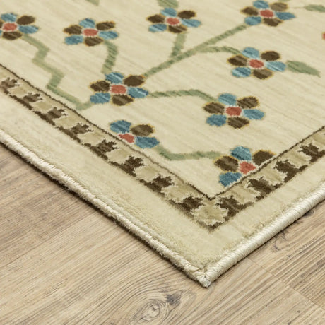 Oriental Weavers Sphinx Francesca Fr02M Ivory/ Multi Rug - corner detail