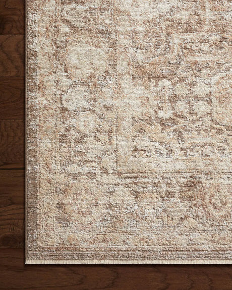 Loloi Sonnet Snn-09 Mocha/Tan Rug - corner on wood